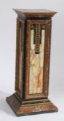 An Italian decorated and faux marble wooden pedestal, in the Art Deco style, 117.5cm high, 49.5cm