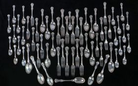 A part canteen of Victorian Scottish silver cutlery, Edinburgh 1899, maker Hamilton & Inches, the