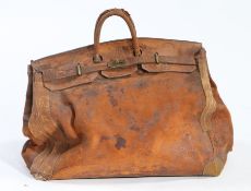 A mid 20th century Hermes Birkin Hac bag, in brown leather, with brass hardware, stamped 'Hermes,