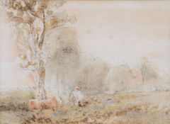 David Cox, OWS (British, 1783-1859) Sketch for The Woodcutter's watercolour 13.5 x 18cm (5.25" x 7")