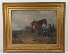 John Duvall (British, 1815-1892) Figures with Horse and Dog