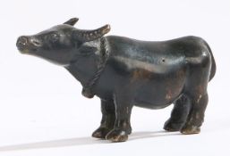 A Late Ming Dynasty small bronze of a bull, circa 1600, 8cm wide Provenance: by repute, acquired