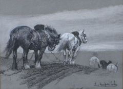 Lucy Elizabeth Kemp-Welch (British, 1869-1958) Plough Team signed (lower right), charcoal  21 x 28cm