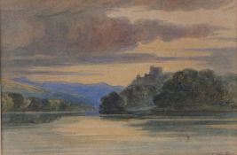 Cornelius Varley (British, 1781-1873) Castle on a Lake signed (Lower Right) watercolour 11.5 x
