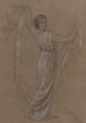 Henry Holiday (British, 1839-1927) Maiden in Classical Dress signed (lower right), pencil and