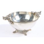 An unusual Edward VII silver punch bowl, London 1909, maker Elkington & Co. the gadrooned rim with
