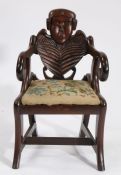 A Regency child's chair in the manner of the Glasgow witches mirrors, England circa 1835, the