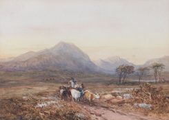 David Cox, OWS (British, 1783-1859) Driving Cattle below Cader Idris Signed (Lower Left) watercolour