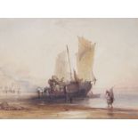 William Callow, RWS (British, 1812-1908) Loading Fishing Boats On The Coast Of France  signed (Lower