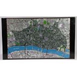 City of London Interest, a large enamel street map of the City of London, circa 1980, with a "You