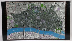 City of London Interest, a large enamel street map of the City of London, circa 1980, with a "You