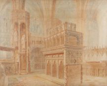 English School (19th Century) The Tomb of Edward the Confessor, Westminster Abbey pen, ink &