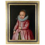 Circle of Jacob Gerritsz, Cuyp (1594-1625) Three-quarter portrait of a child holding a carnation,