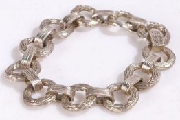 Silver bracelet formed of circular links, weight 32.5 grams