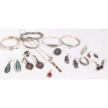 Good collection of mostly silver and white metal jewellery, to include bangles, earrings,
