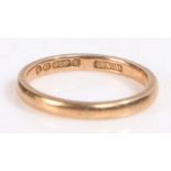 9 carat gold wedding band, stamped 375, ring size J 1/2 weight 1.8 grams