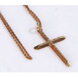 9 carat gold cross pendant and chain, weight 2.8 grams