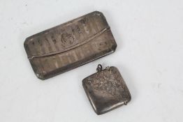 George V silver visiting card case, Chester 1914, with engine turned case, together with a silver