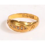 18 carat gold and diamond ring, the head set with four diamonds, ring size L weight 1.8 grams