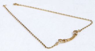 18 carat gold necklace, set with a rope twist design, stamped 750, gross weight 9.4 grams