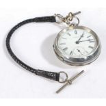 A. W. W. & Co Waltham Mass Silver cased pocket watch, the white dial with Roman numerals and a