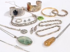 Large Collection of mostly Silver and white metal jewellery to include bracelets, necklaces,