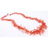 Large and good red branch coral necklace, the largest pieces 4cm long, 70cm long