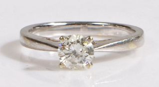 A 9 carat white gold diamond solitaire ring, the approximate diamond carat weight: 0.50ct, ring