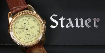 Stauer Admiral Nelson gentleman's gilt wristwatch, the signed gold dial with central subsidiary