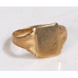 9 carat gold signet ring, with a rectangular head, stamped 375, ring size S weight 3.3 grams