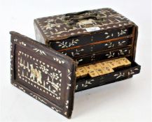 20th century Chinese mahjong set, housed within a fitted mother of pearl and wooden box, the box