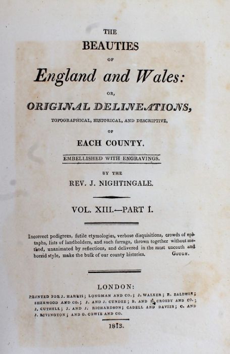 The Beauties of England and Wales or Original Delineations by Rev J. Nightingale, published 1813, - Image 2 of 2