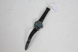 Marine-Star self winding stainless steel wristwatch, with blue dial and day/date aperture,