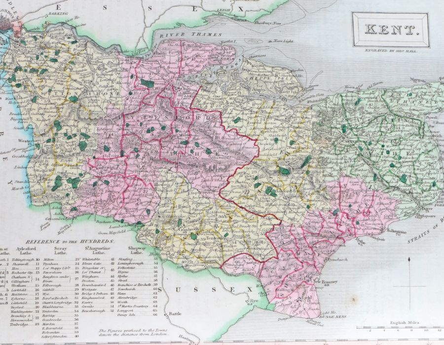 Hall, Sidney, A New British Atlas 1834, comprising a series of 54 maps, 46 hand coloured maps, - Image 2 of 6