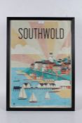 A Southwold advertising poster by Fendell Posters, housed within a black and glazed frame, 63cm by