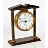 Swiza 7 jewels clock, with brass architectural frame, 8.5cm wide