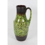 West Scheurich German pottery vase, with speckled pattern in green and brown glaze, 35cm tall