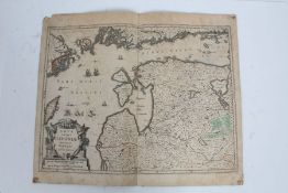 Map of Livonia, Johannes Janssonius (1588-1664), engraving on paper, folded, plate mark 50.5cm wide,