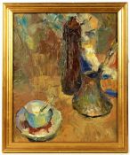Thearbat? (Russian 20th century) Abstract Still Life Unsigned with name to reverse, oil laid onto