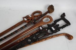Six various walking sticks to include African examples (6)