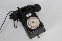 French 1940's bakelite rotary dial wall hung telephone, 23cm long