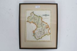 J. Cary, hand coloured map of Cambridgeshire, dated september 1787, housed in a glazed frame 22cm