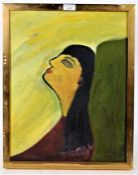 Giles? (20th century) Abstract Portrait of a Lady Signed and Dated 82 (Lower Right), canvass  45cm