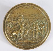 A bronze alloy plaquette, probably German, of circular form Cast with’ The Triumph of David’,