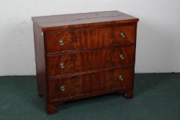 George III style mahogany chest of drawers, consisting of three long drawers, raised on bracket
