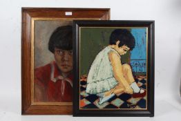 Two 20th century portraits on children, oil on canvasses, one signed Ena Adama Amsterdam the other