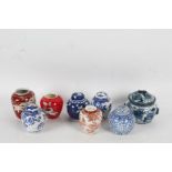 Collection of various porcelain ginger jars to include Chinese, Japanese and Crown Devon examples (