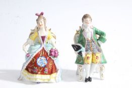 Pair of Sampson Chelsea figures style figures, both figures decorated with polychrome colours and