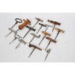 Large collection of 19th century and later corkscrews to include horn, treen and metal handled