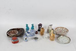 Large collection of various ceramics to include a pair of blue glazed Chinese dogs of Foo, various